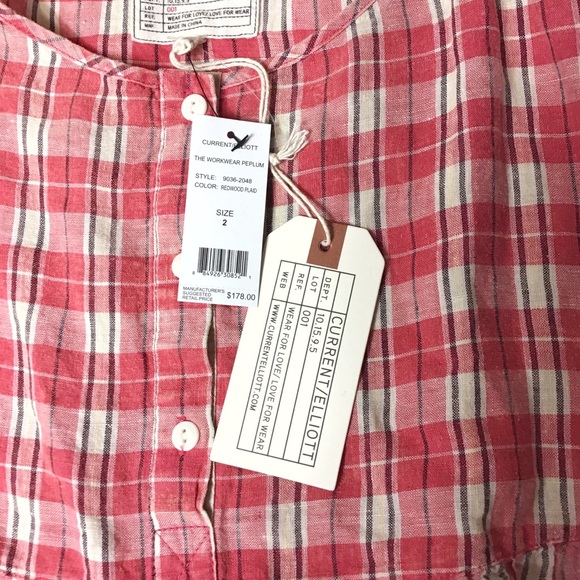 Red Plaid Spaghetti Strap Current Elliott - Picture 6 of 8